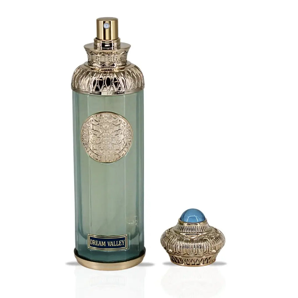 DREAM VALLEY BY SURRATI HERITAGE COLLECTION EDP 140ml perfume bottle with ornate design and cap.