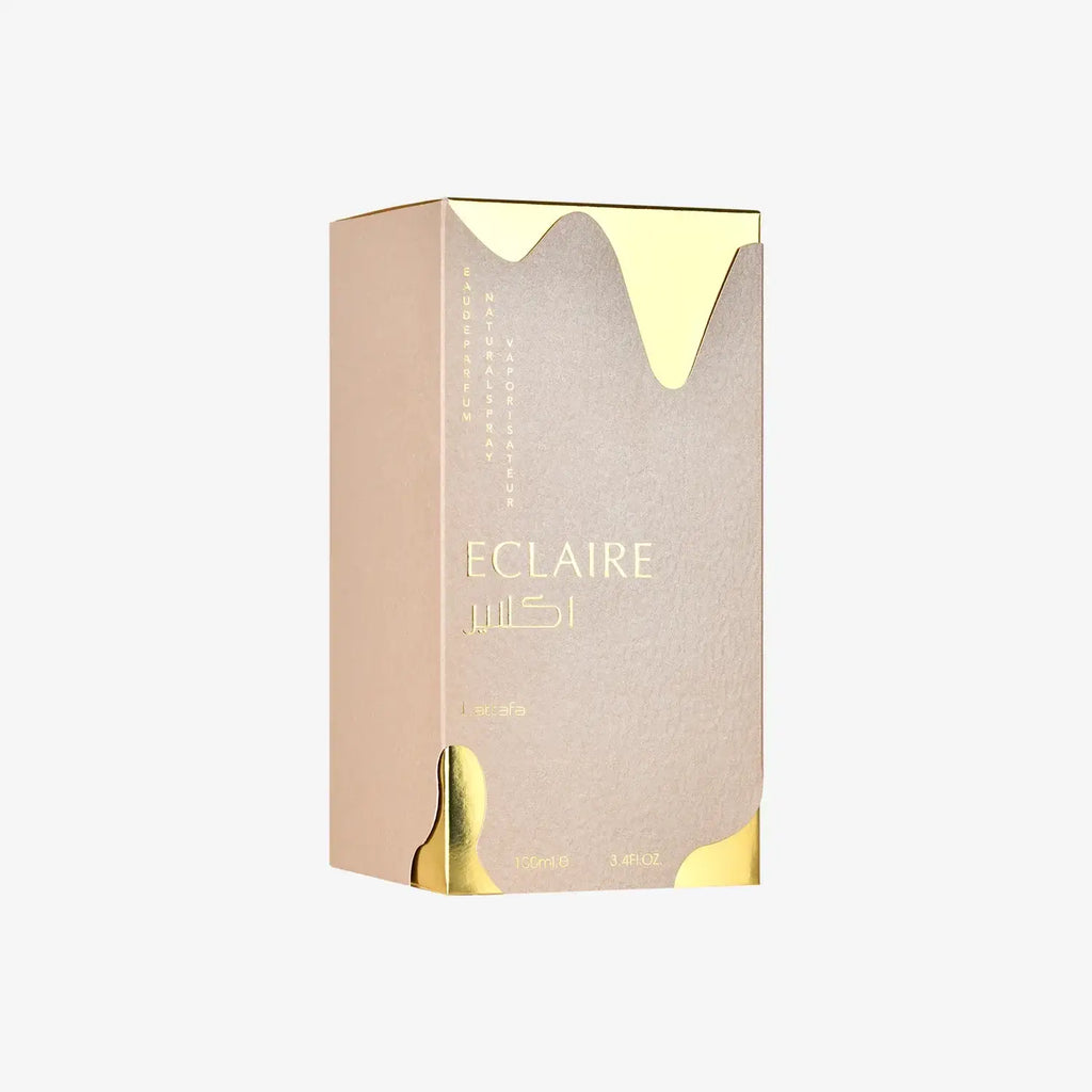 ECLAIRE EDP 100ml by LATTAFA PERFUMES packaging box with elegant design and gold accents