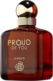PROUD OF YOU AMBER EDP PERFUME by FRAGRANCE WORLD 100ml bottle with elegant design.
