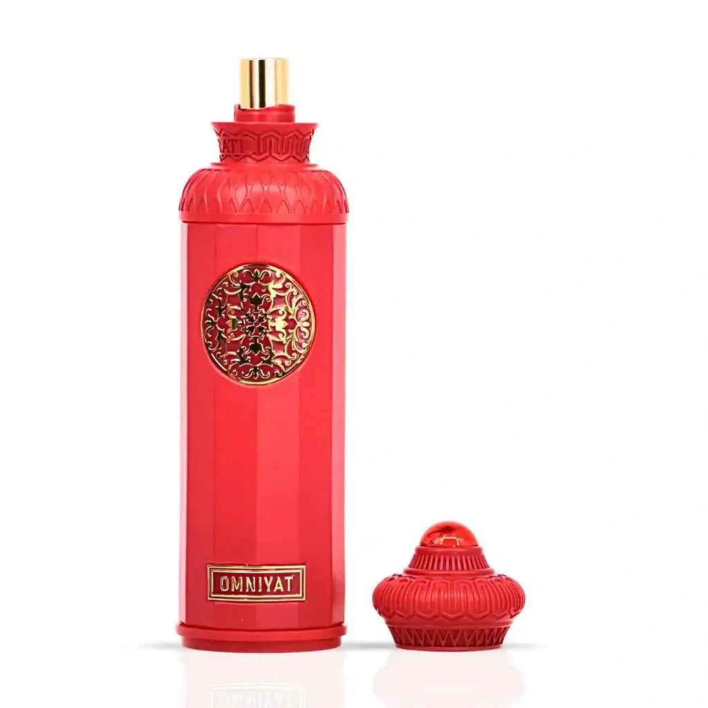 OMNIYAT BY SURRATI HERITAGE COLLECTION EDP 140ml red bottle with lid, luxurious fruity-gourmand fragrance.