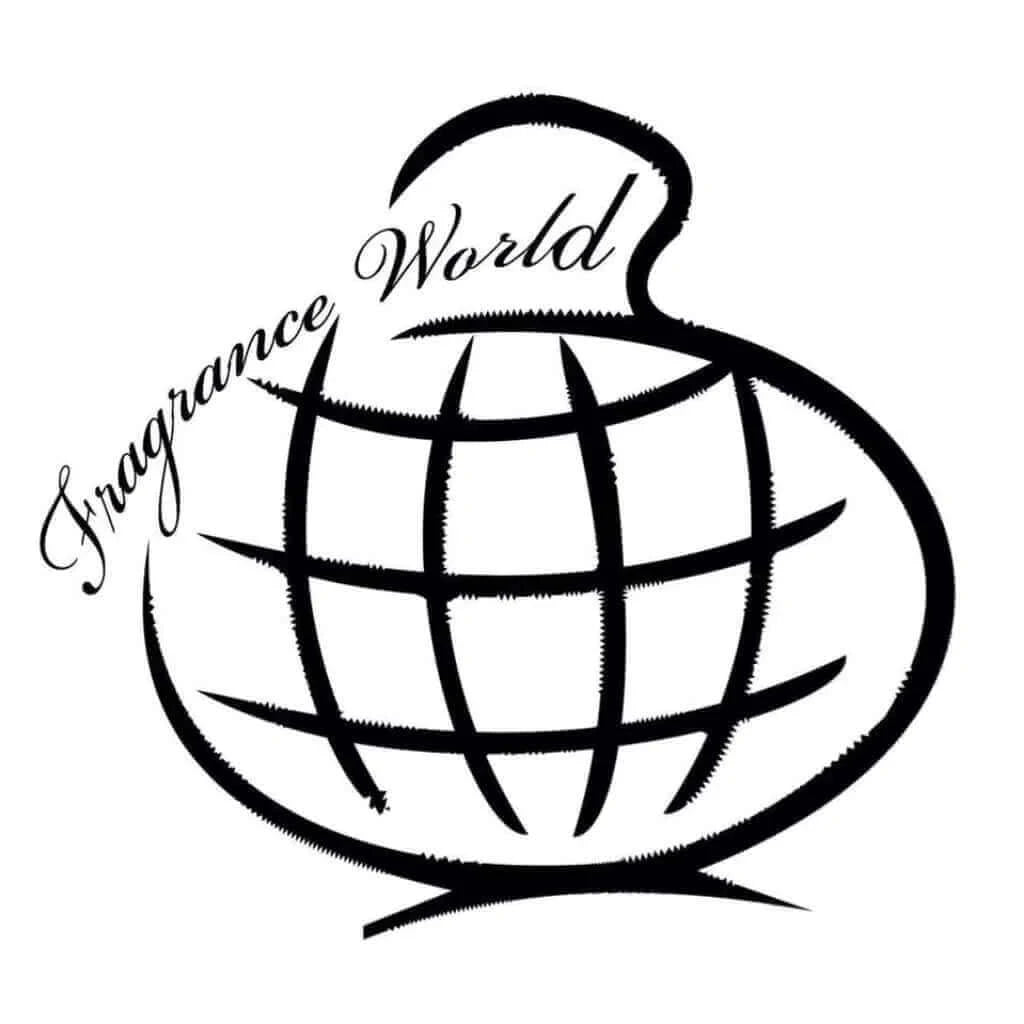 Fragrance World logo featuring a stylized globe design.