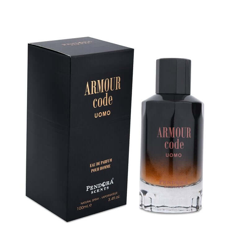 ARMOUR CODE UOMO Eau de Parfum 100ml by Paris Corner, elegant packaging and bottle design for a refined unisex fragrance.