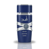 ASAD ZANZIBAR EAU DE PARFUM BY LATTAFA PERFUMES 100ml blue bottle with silver accents