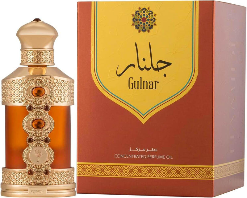 Gulnar 22ml Concentrated Oil Perfume bottle and packaging, showcasing luxurious design and unisex fragrance.