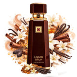 FRENCH AVENUE LIQUID BRUN EAU DE PARFUM BY FRAGRANCE WORLD 100ml (3.4oz) limited edition bottle with floral and spice elements.