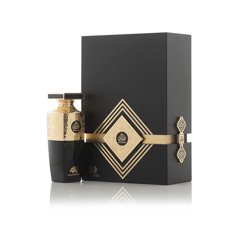 MADAWI GOLD EDITION by Arabian Oud Eau de Parfum 100ml in elegant black and gold packaging.