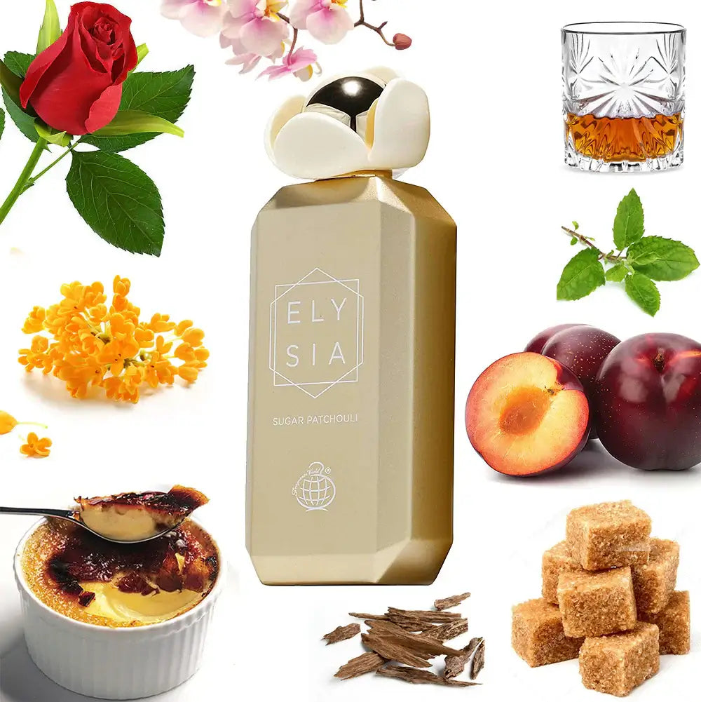 ely flower and seed Elysia Sugar Patchouli by Fragrance World 3.4 oz Eau de Parfum for Women