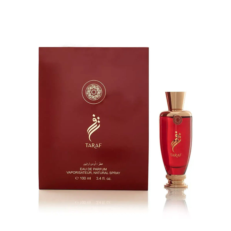 Taraf 100ml Eau de Parfum by Arabian Oud, featuring an elegant bottle and luxurious packaging.
