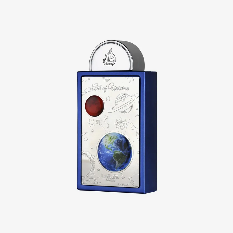 LATTAFA PRIDE ART OF UNIVERSE EDP 100ml fragrance bottle showcasing elegant design and vibrant colors.
