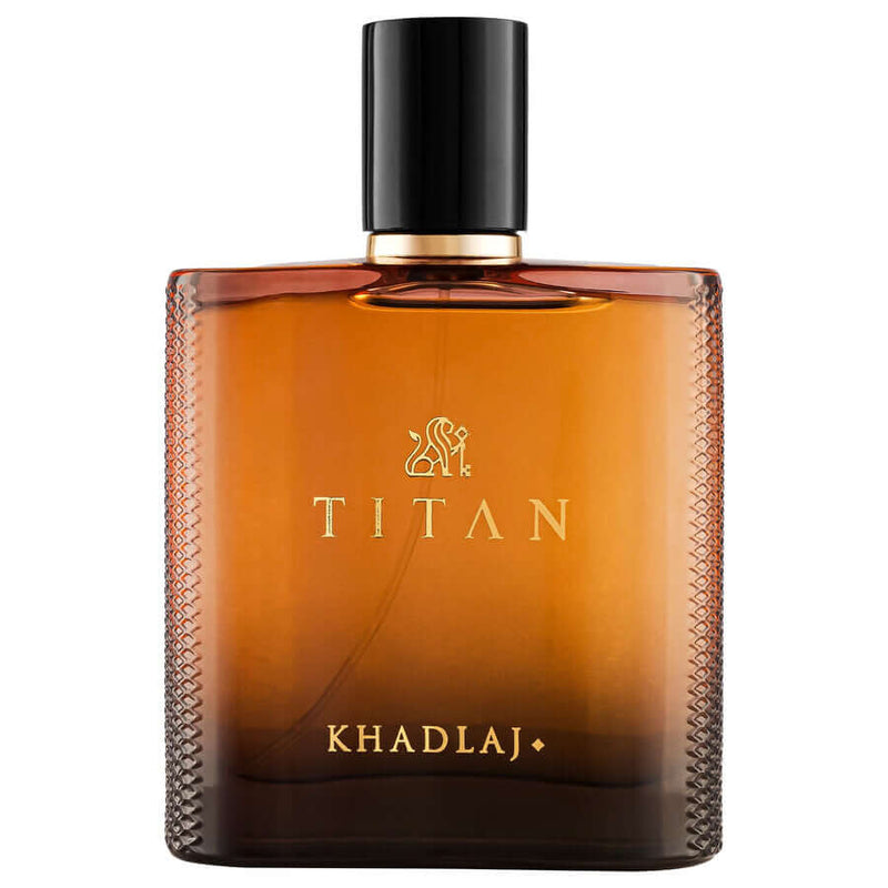 KHADLAJ TITAN EAU DE PERFUME (3.4oz/100 ml) SPRAY FOR MEN in an elegant glass bottle.