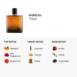 KHADLAJ TITAN EAU DE PERFUME (3.4oz/100 ml) SPRAY FOR MEN with fragrance notes including Mandarin and Pink Pepper