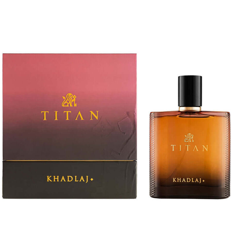 KHADLAJ TITAN EAU DE PERFUME (3.4oz/100 ml) SPRAY FOR MEN with bottle and box packaging.