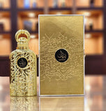 BAYAAN EDP 100ml by Lattafa Perfumes in ornate gold bottle and packaging, a floral fruity gourmand fragrance for women.